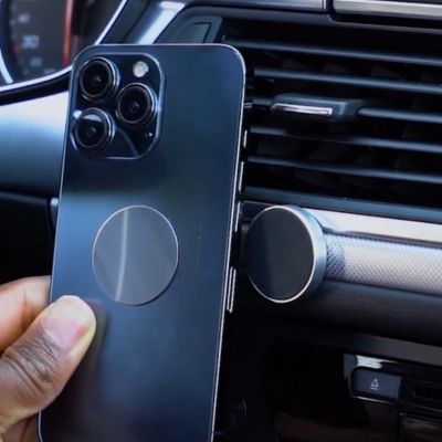 Support téléphone voiture magnétique FixeMag rondelle et aimant